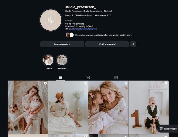 Profil Instagram Studio Przestrzeń